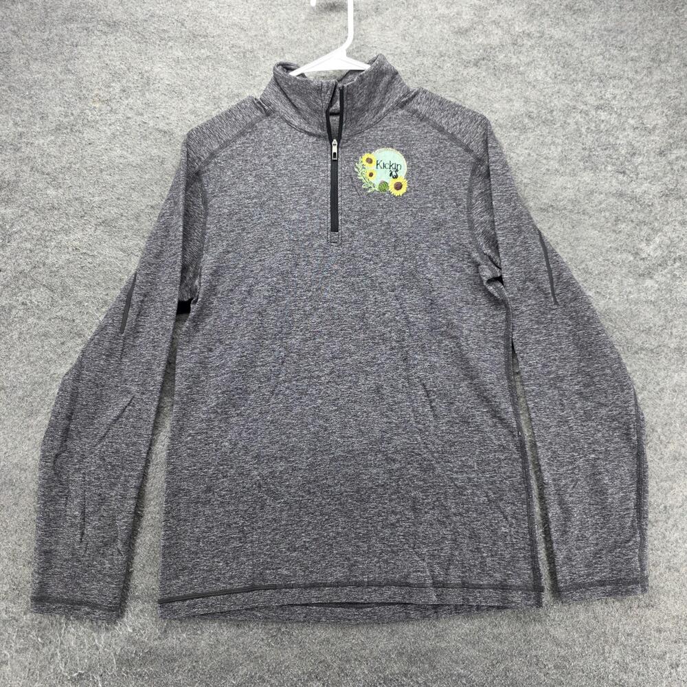 Lululemon Sweatshirt Womens L Gray Pullover 1/4 Zip Pockets Reflective